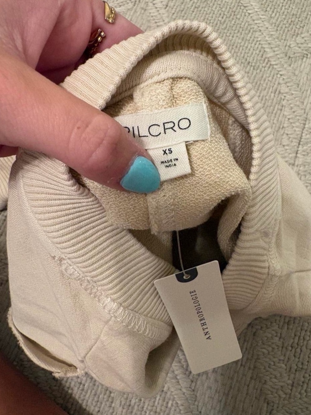Anthropologie Pilcro Cream Muscle Sweatshirt Top XS NWT - Picture 4 of 4